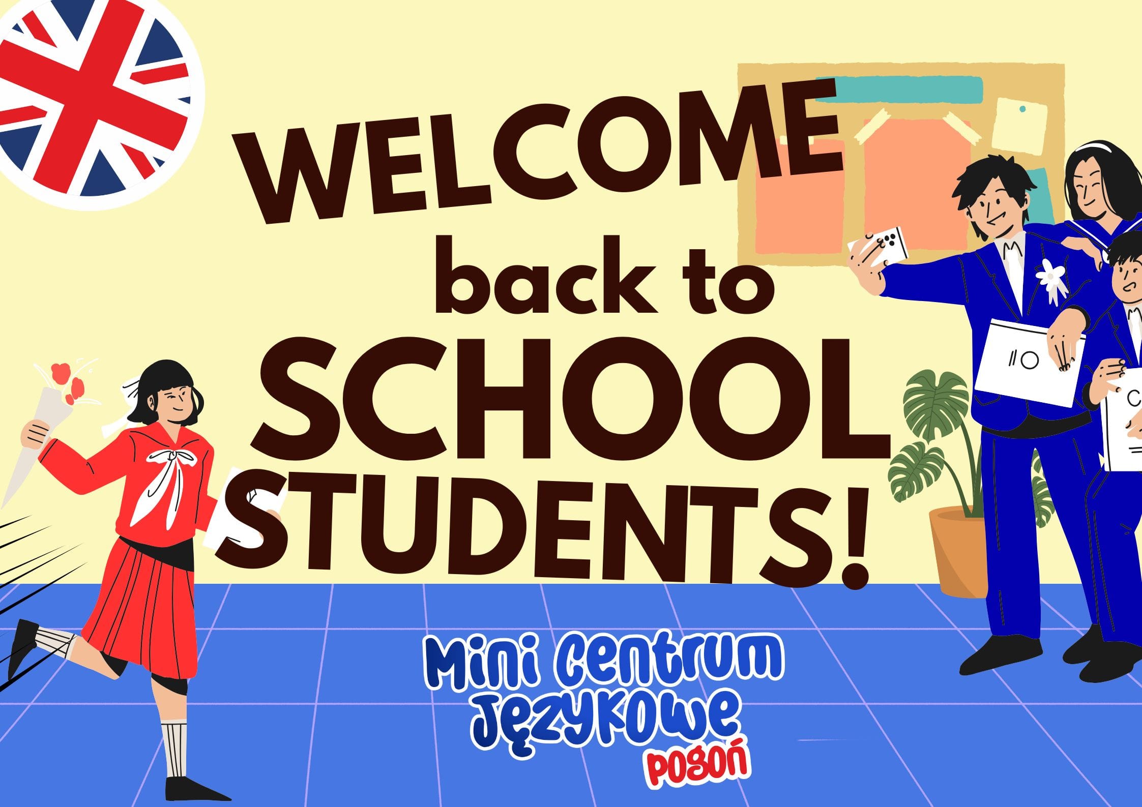 Minimalist Welcome Back to School Poster in Brown Shade Color Style